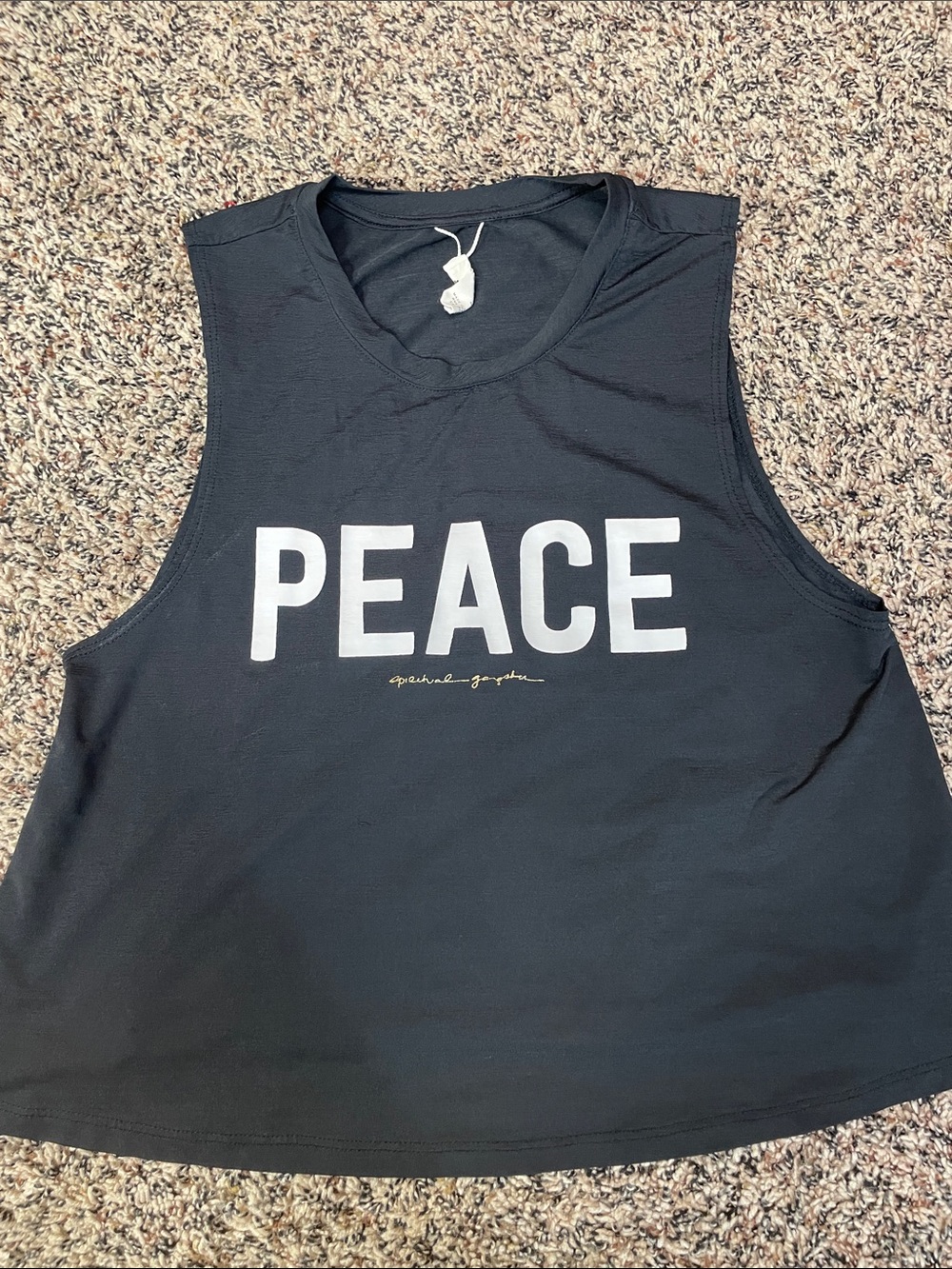 Spiritual Gangster PEACE Black Sleeveless Graphic Tank Top S EUC